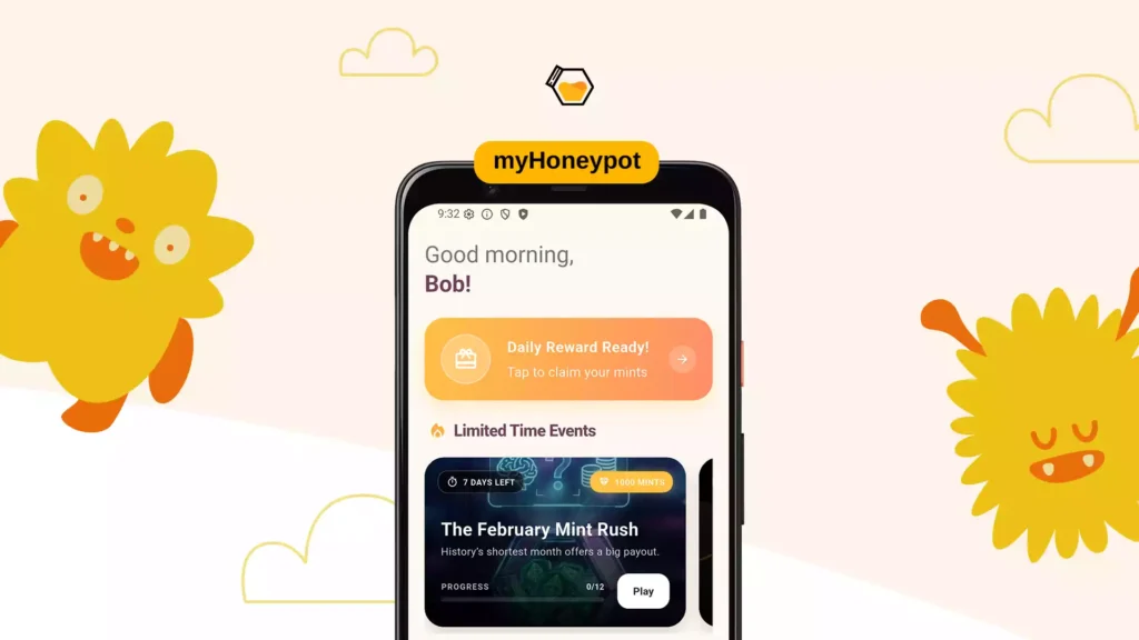 Smartphone screen displaying the new myHoneypot app update home interface