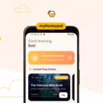 Smartphone screen displaying the new myHoneypot app update home interface
