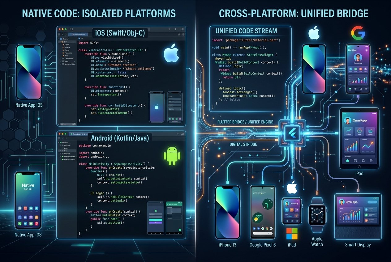 Comprehensive app platform choice guide comparison between native and cross-platform mobile development architectures for 2026.