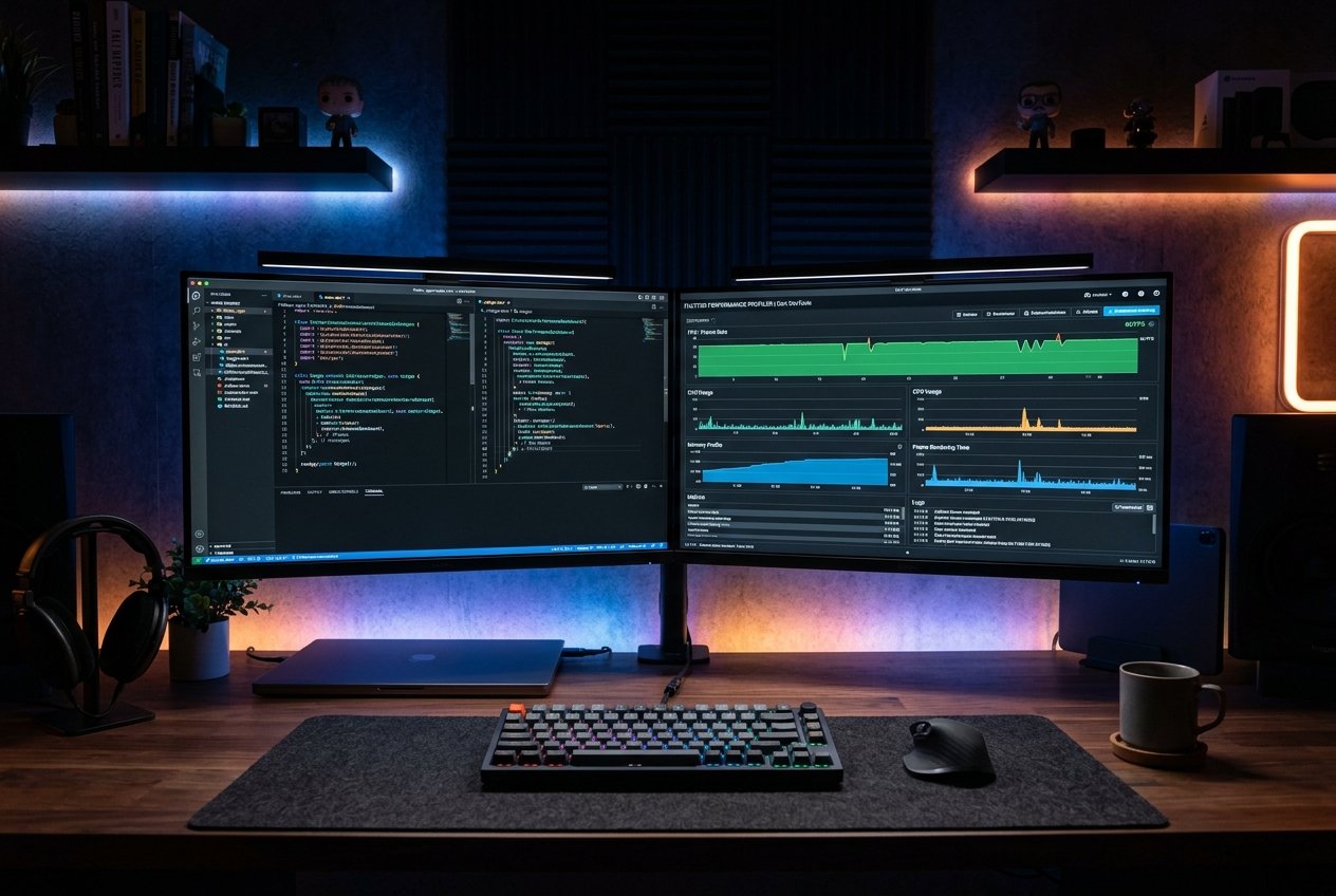 Professional dashboard displaying Flutter performance tuning metrics and real-time app profiling data.