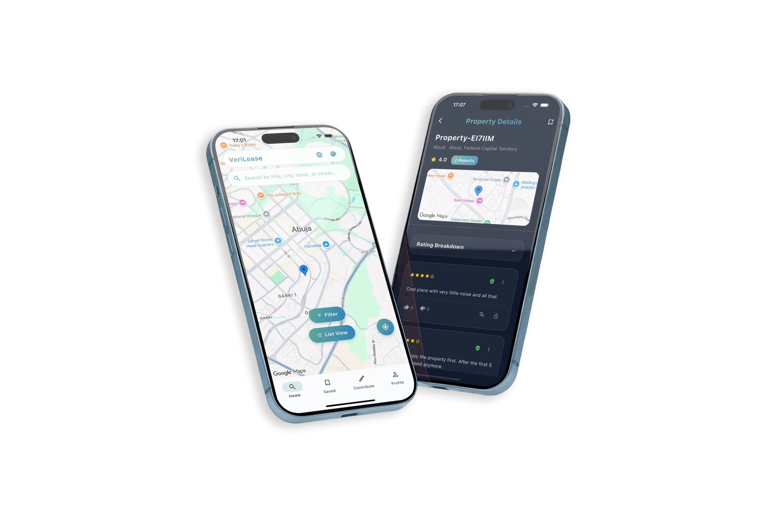 verilease on mobile phones - screenshot