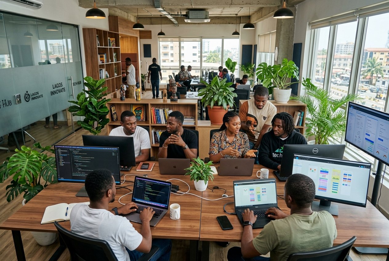 Krustylab software developers collaborating as a premier Nigeria MVP dev firm for tech startups.