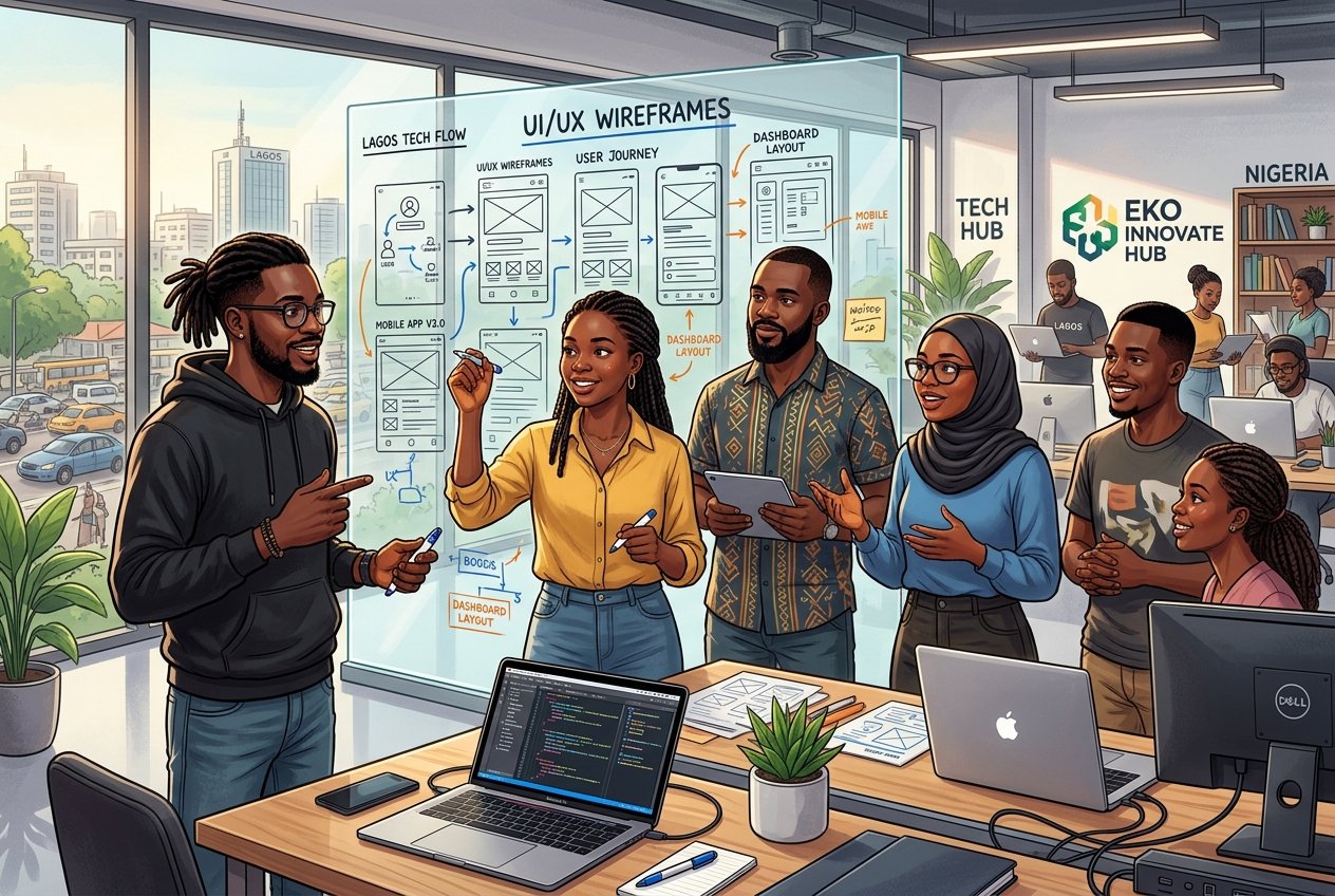 Nigeria Startup Development Firm team at Krustylab collaborating on MVP software design