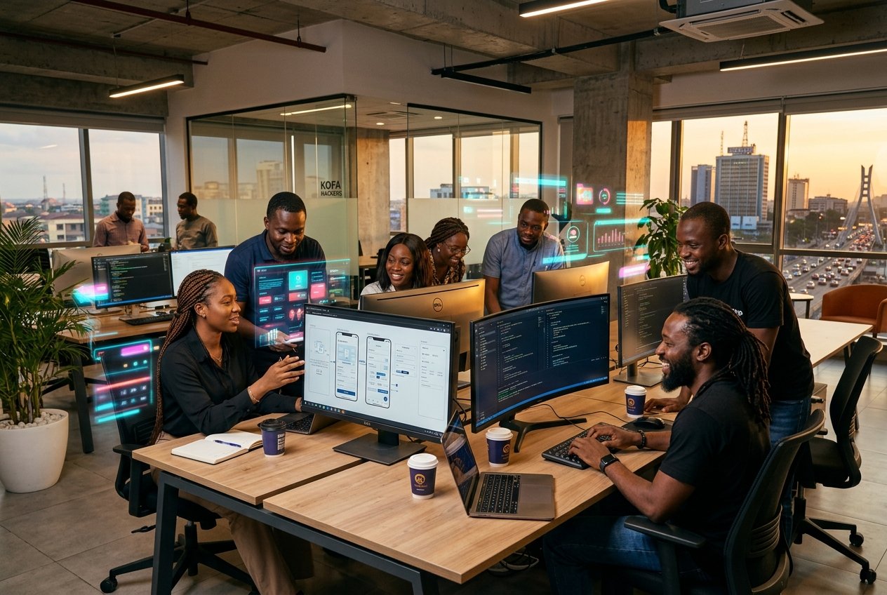Nigeria Startup Tech Partner Krustylab team collaborating on software development.