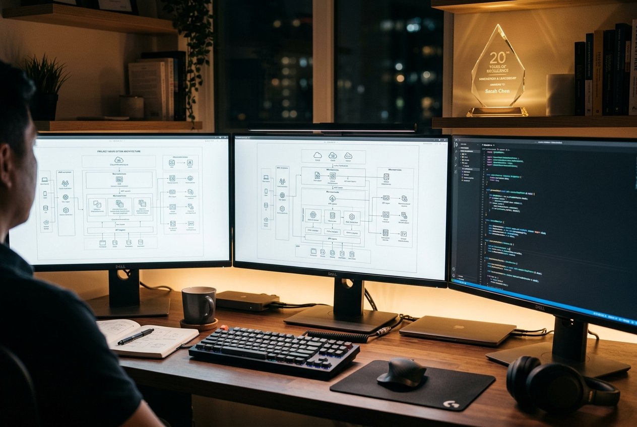 Professional software developers designing tailored software solutions in a modern office environment.