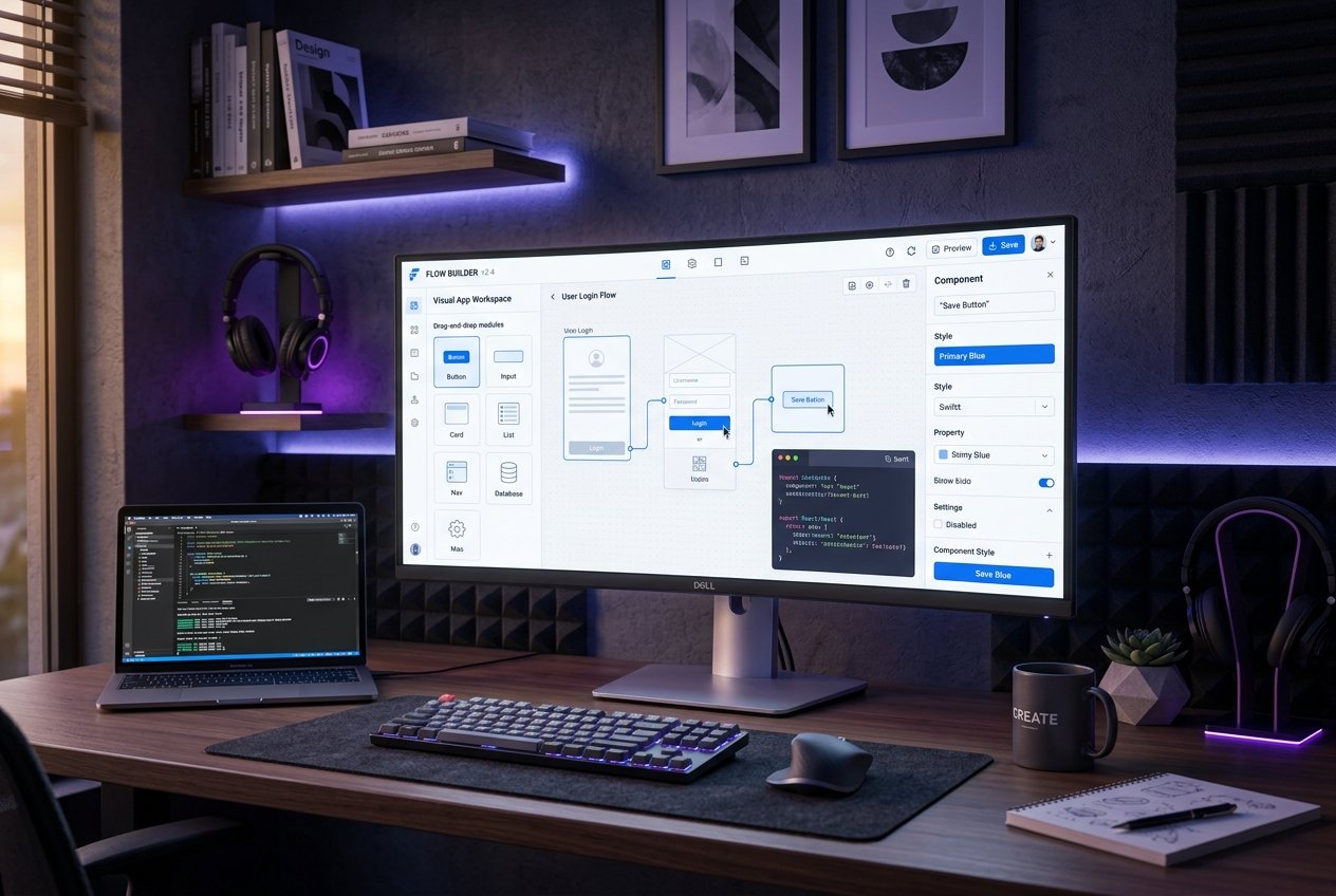 Modern software workspace featuring Visual Development Tools for rapid application building.