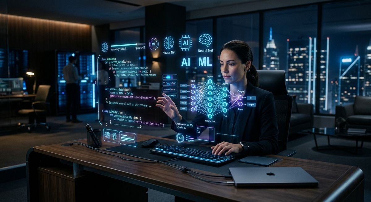 AI-Augmented Development expert working with code and neural network visualizations.
