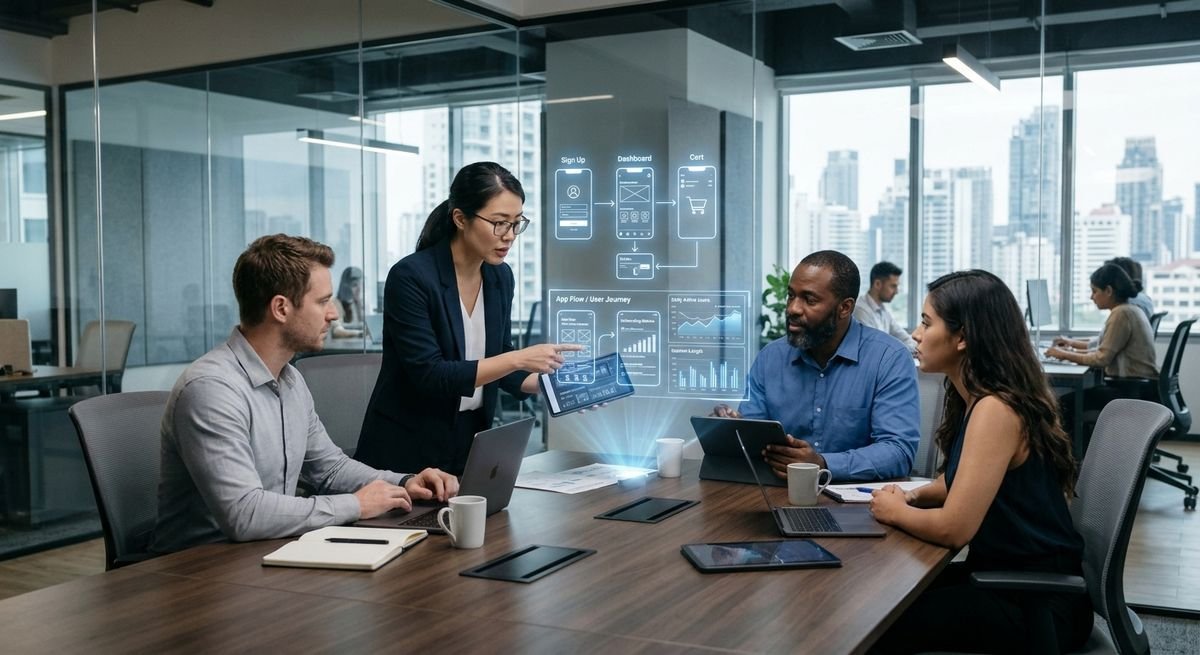 Enterprise software developers collaborating on custom enterprise apps and mobile solutions
