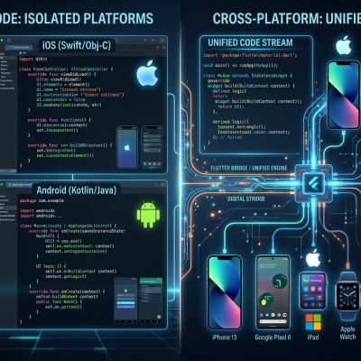 Comprehensive app platform choice guide comparison between native and cross-platform mobile development architectures for 2026.