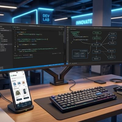 Professional developer implementing advanced Flutter Riverpod architecture for a scalable mobile application.