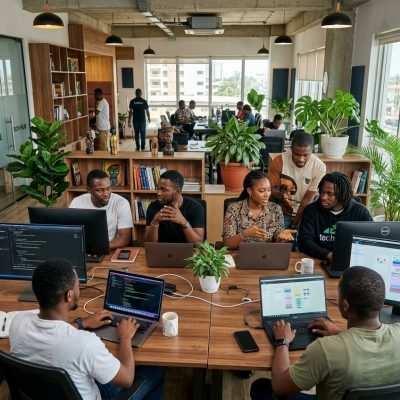 Krustylab software developers collaborating as a premier Nigeria MVP dev firm for tech startups.