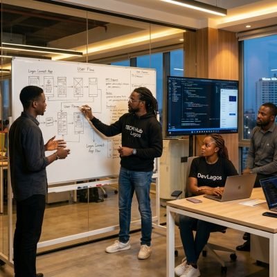 Expert Nigerian MVP Builder Firm Krustylab designing a software product in Lagos.